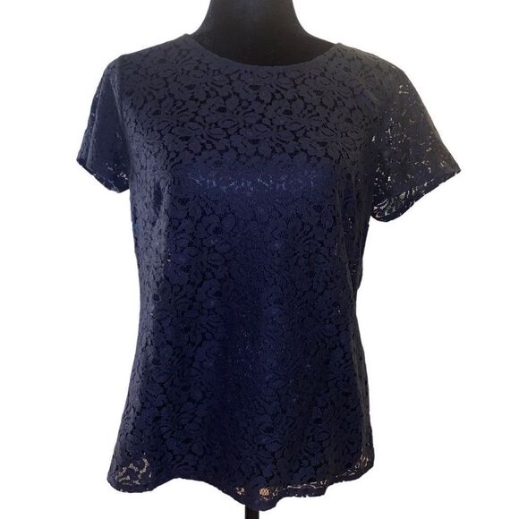 Old Navy Black Lace Sheer Top Size Medium‎ - Picture 1 of 13